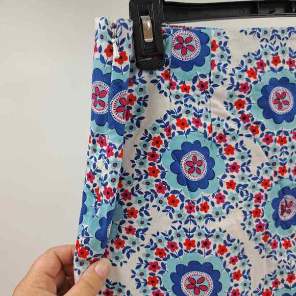 Talbots 8 Petite Skirt Geometric Print Teal Pencil Happy Bright Bold Red 8P Y2K - Picture 4 of 6